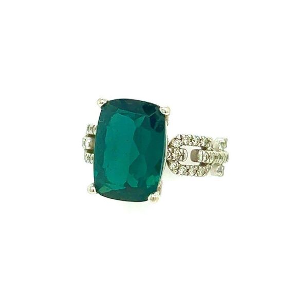 Natural Tourmaline Diamond Ring 6 14k W Gold 5 TCW Certified 304176 - Picture 10 of 14